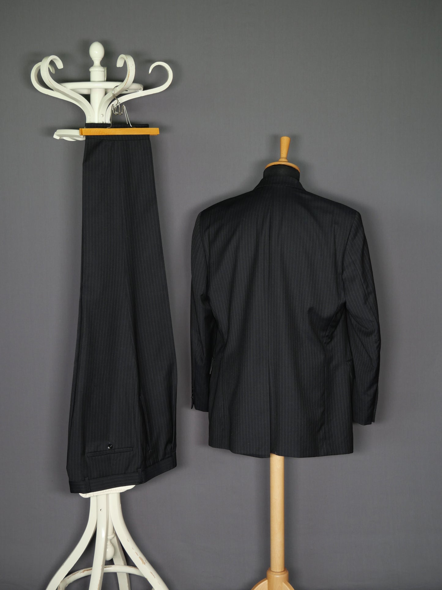 Vintage Joop Anzug dunkelblau doppel pinstripe - 52/XL