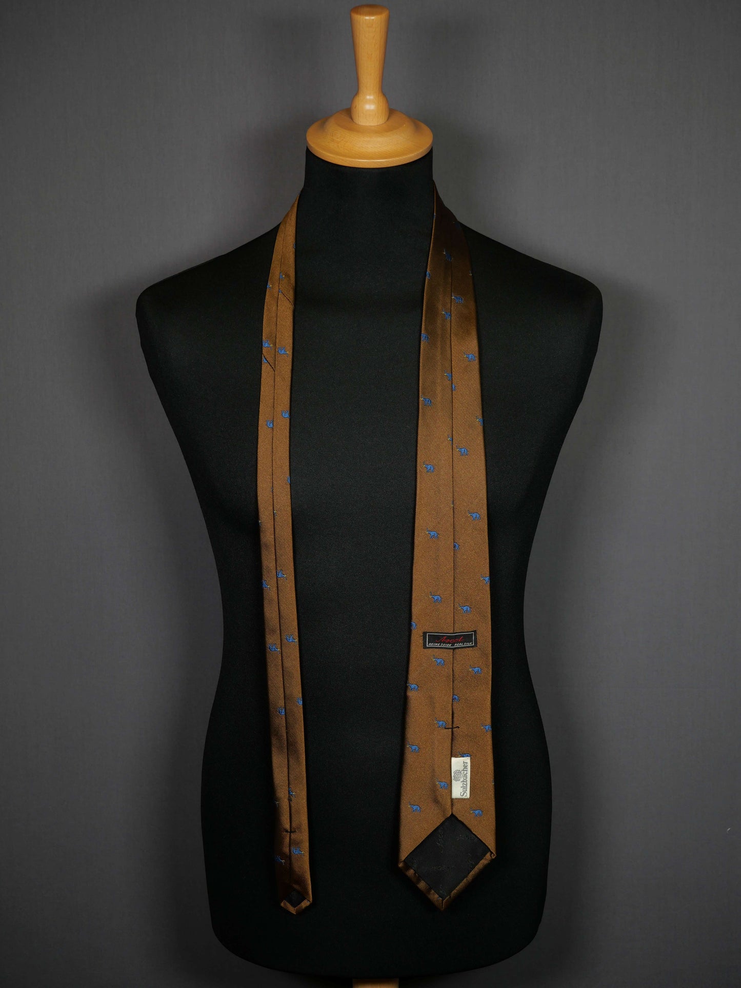 Seidenkrawatte braun Elefant