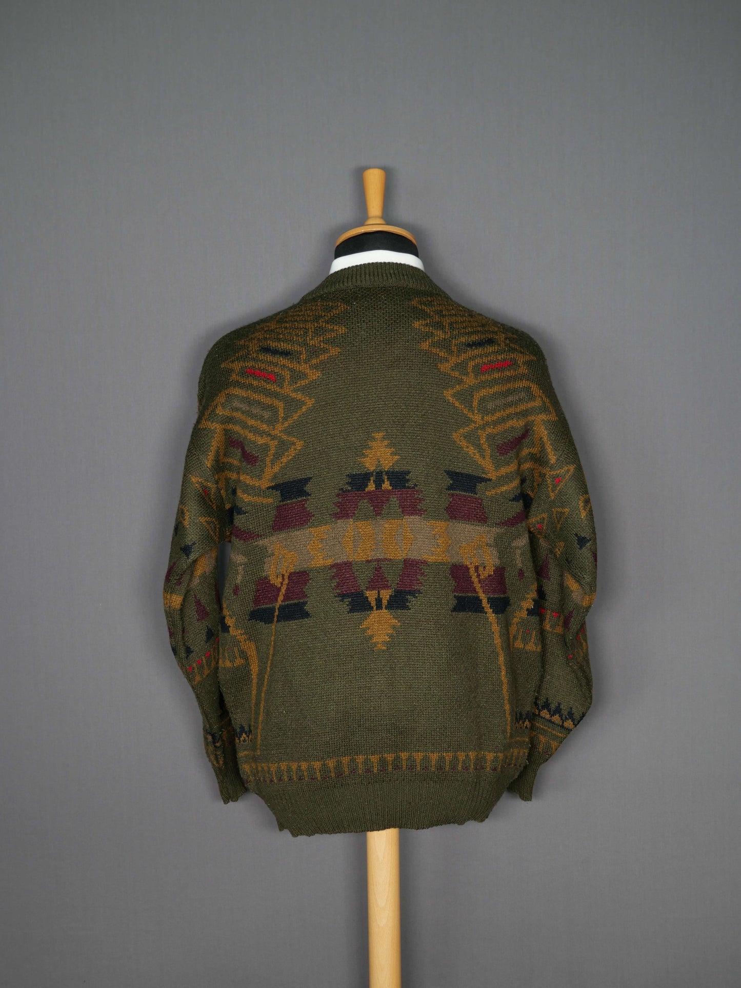 Vintage Pullover grün Muster - L