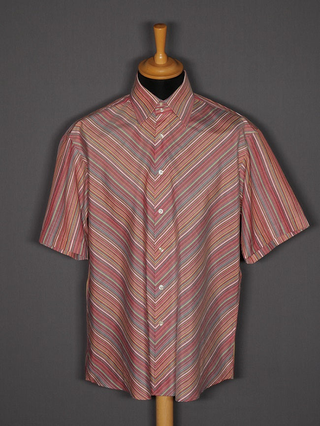 Vintage Kurzarmshirt gestreift bunt - L-XL