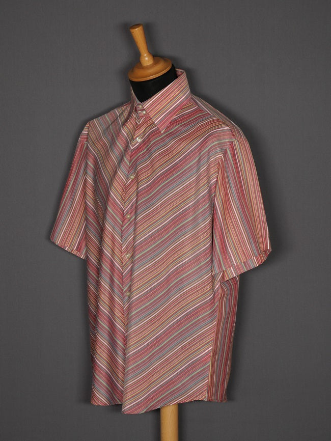 Vintage Kurzarmshirt gestreift bunt - L-XL