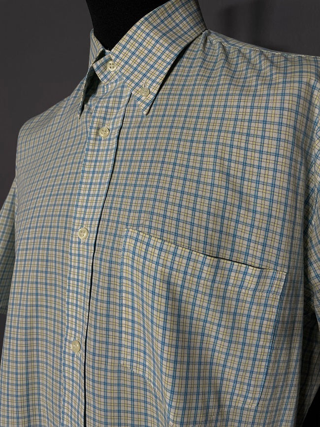 Vintage Shirt kariert gelb-blau - L