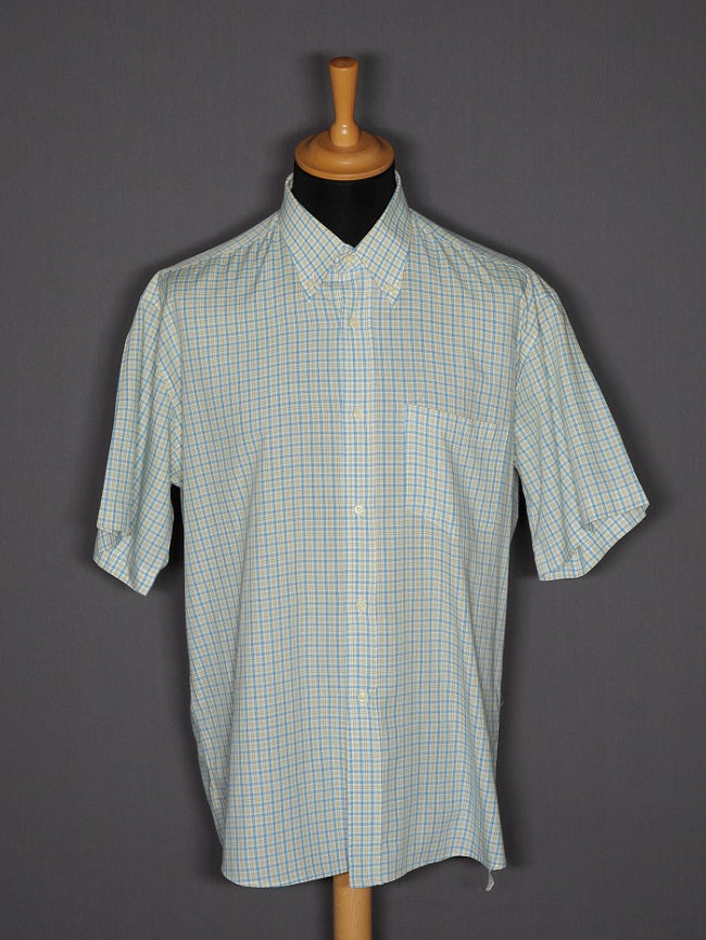 Vintage Shirt kariert gelb-blau - L