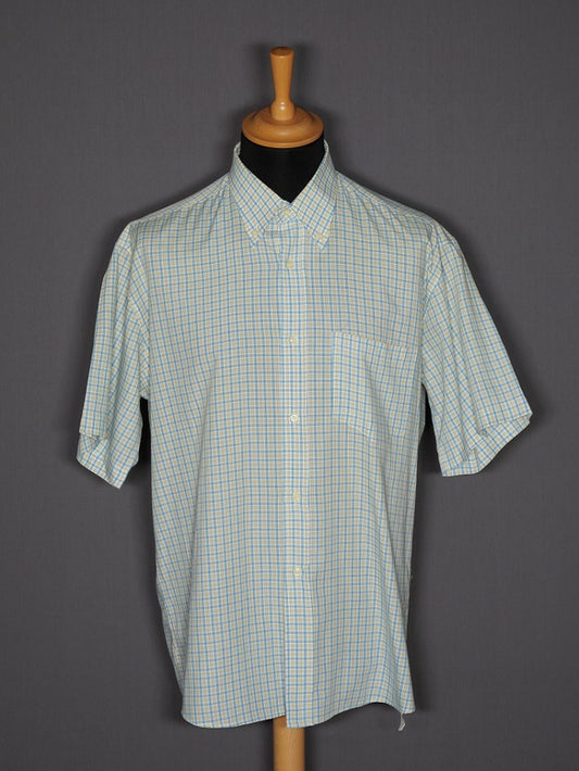 Vintage Shirt kariert gelb-blau - L