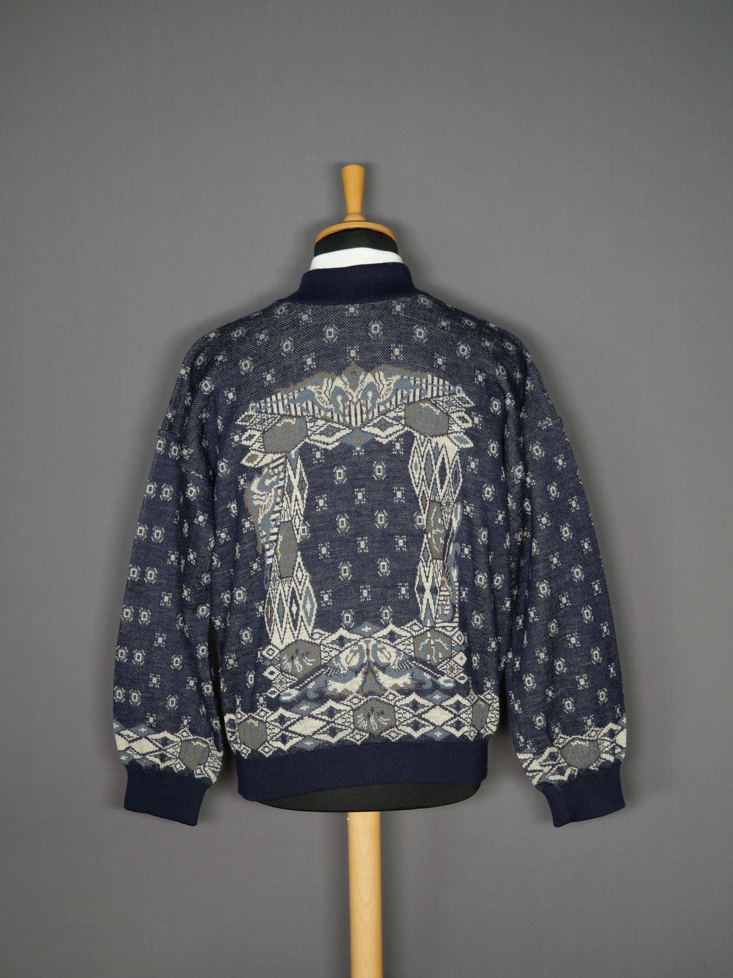 Strickjacke blau Muster - S