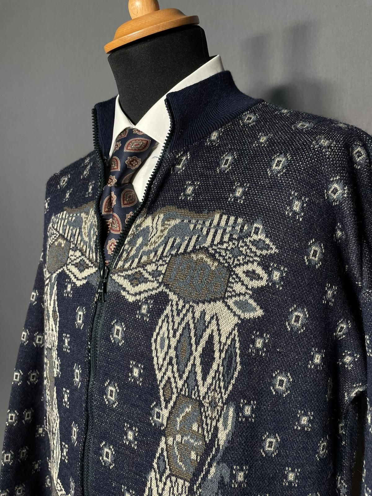 Strickjacke blau Muster - S