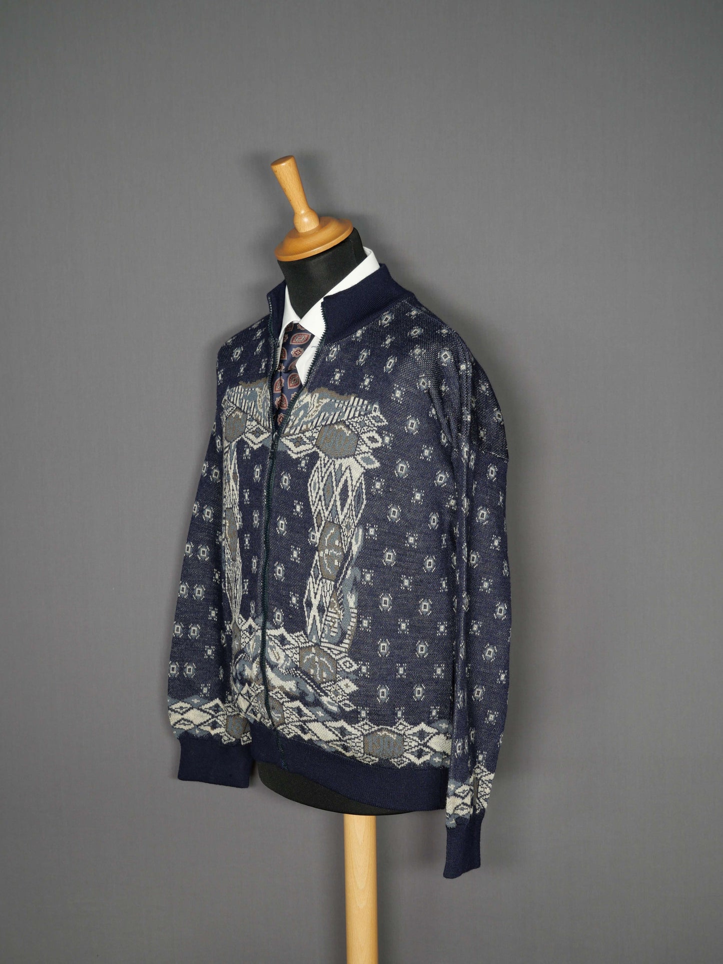 Strickjacke blau Muster - S