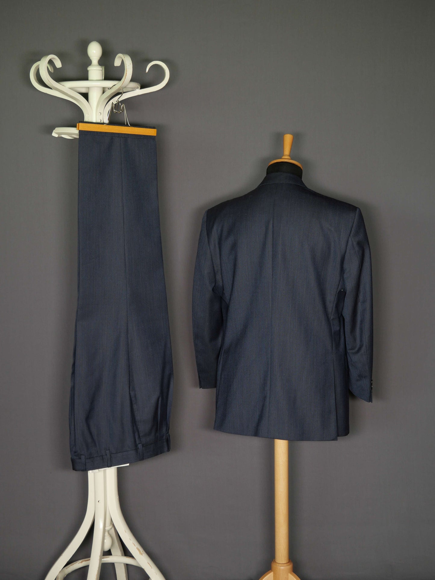 Vintage Burberry`s Anzug blau pinstripe kupfer - 50/ L