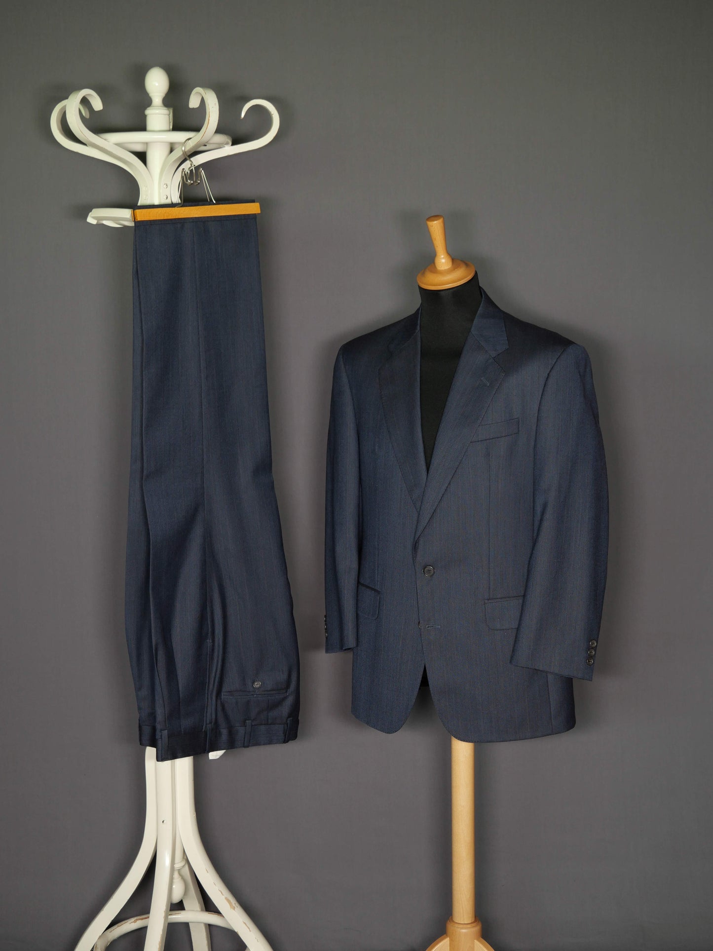 Vintage Burberry`s Anzug blau pinstripe kupfer - 50/ L