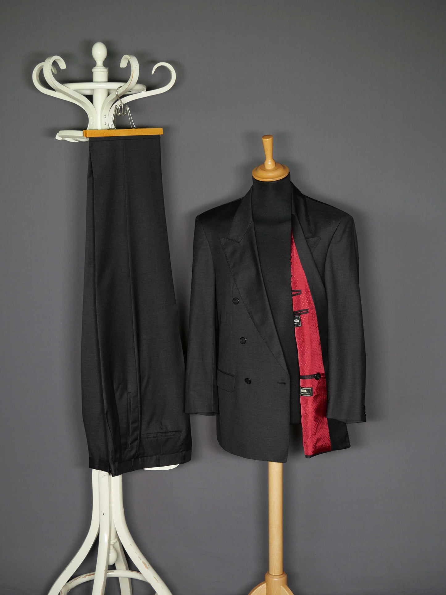 Vintage ReDa Doppelreiher Anzug charcoal - 48/M