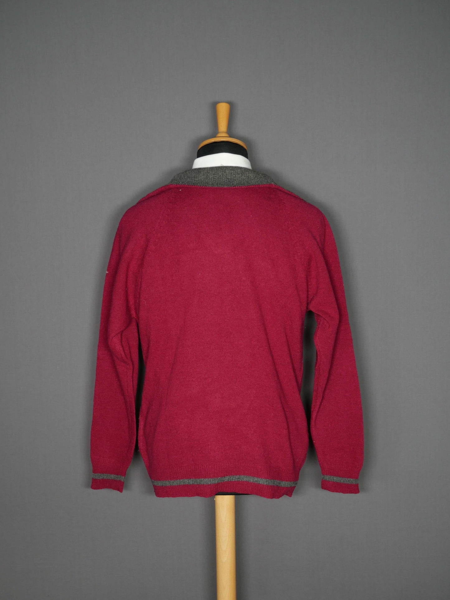 Vintage Lammwoll 1/4 Zip Pullover rot - M