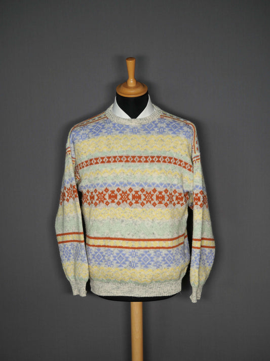 Vintage Pullover bunt Muster - M