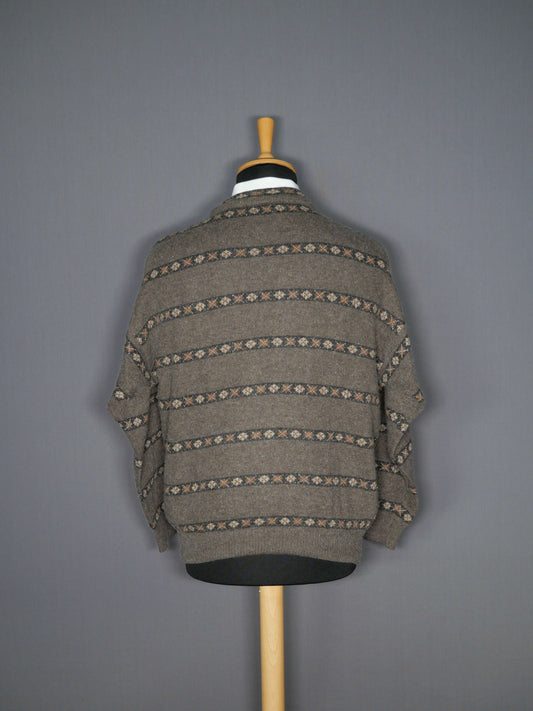 Vintage Pullover braun Muster - M