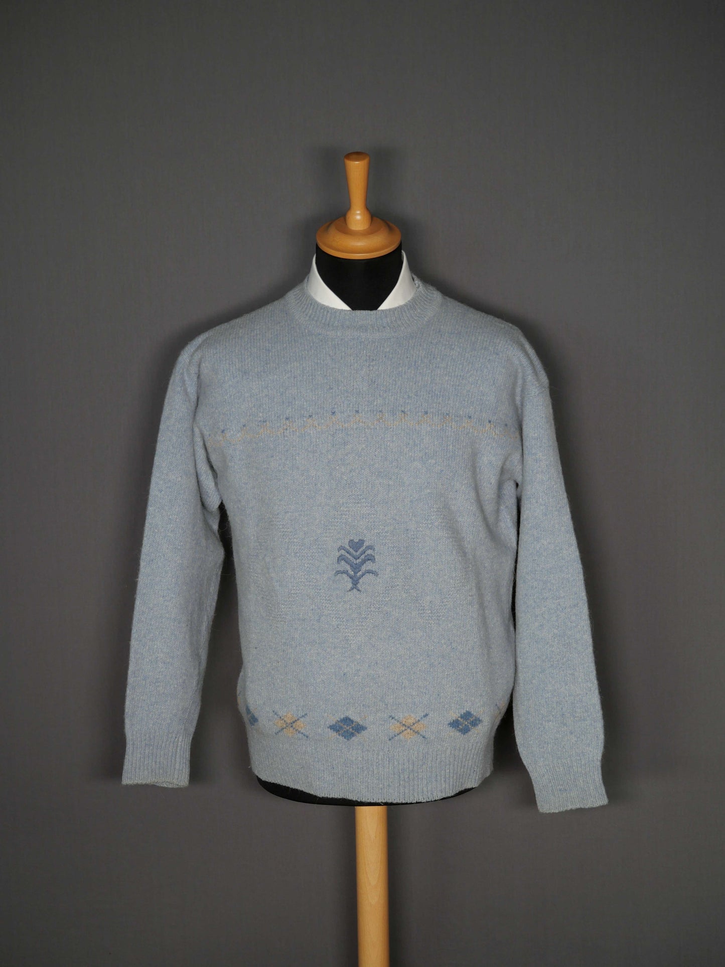Alpaka Pullover hellblau Muster - S