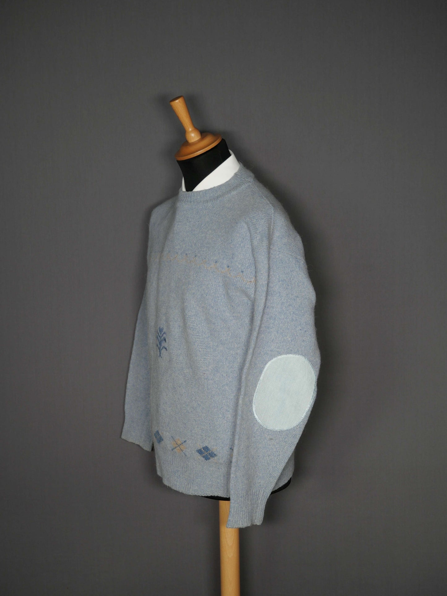 Alpaka Pullover hellblau Muster - S