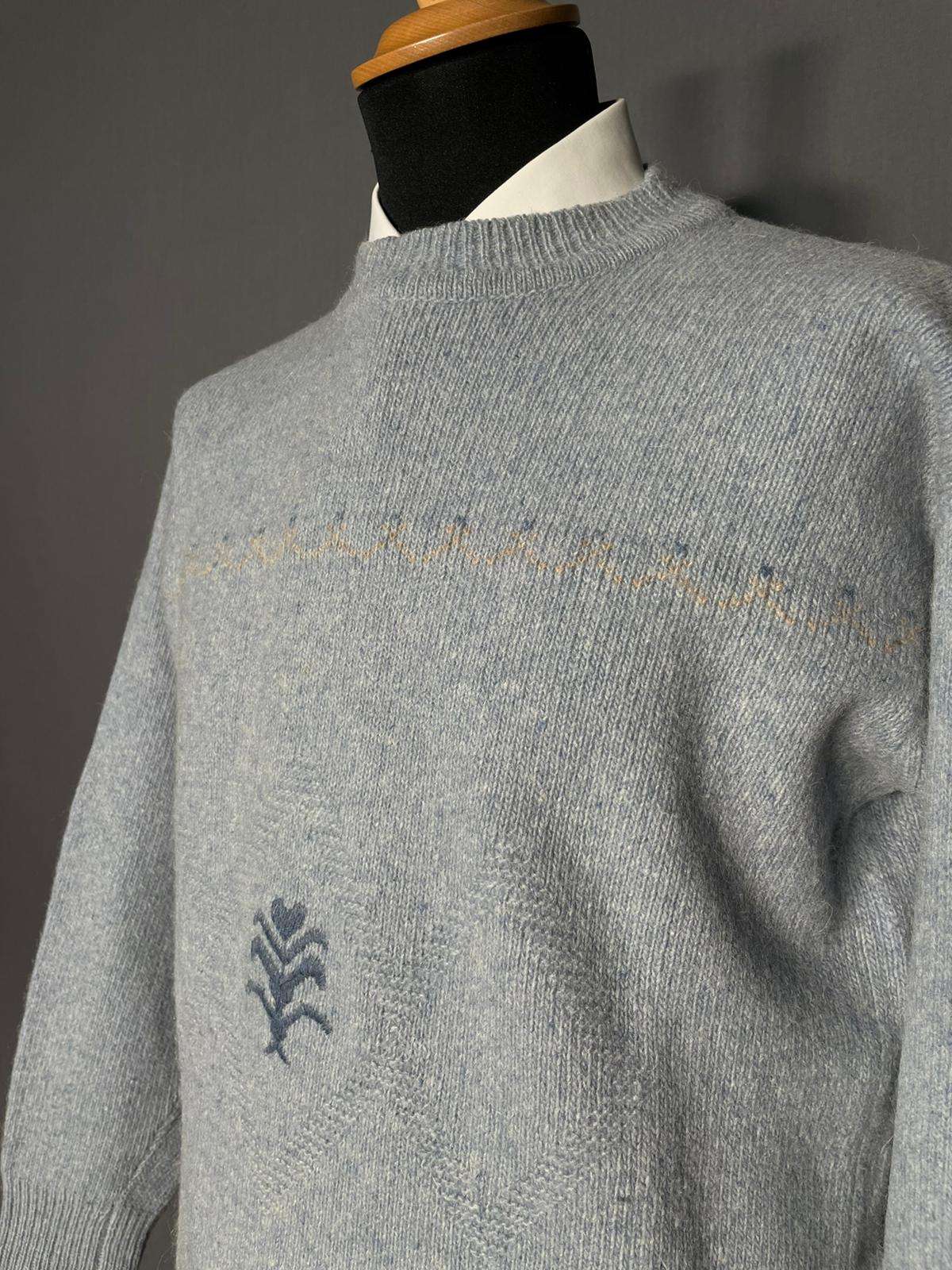 Alpaka Pullover hellblau Muster - S