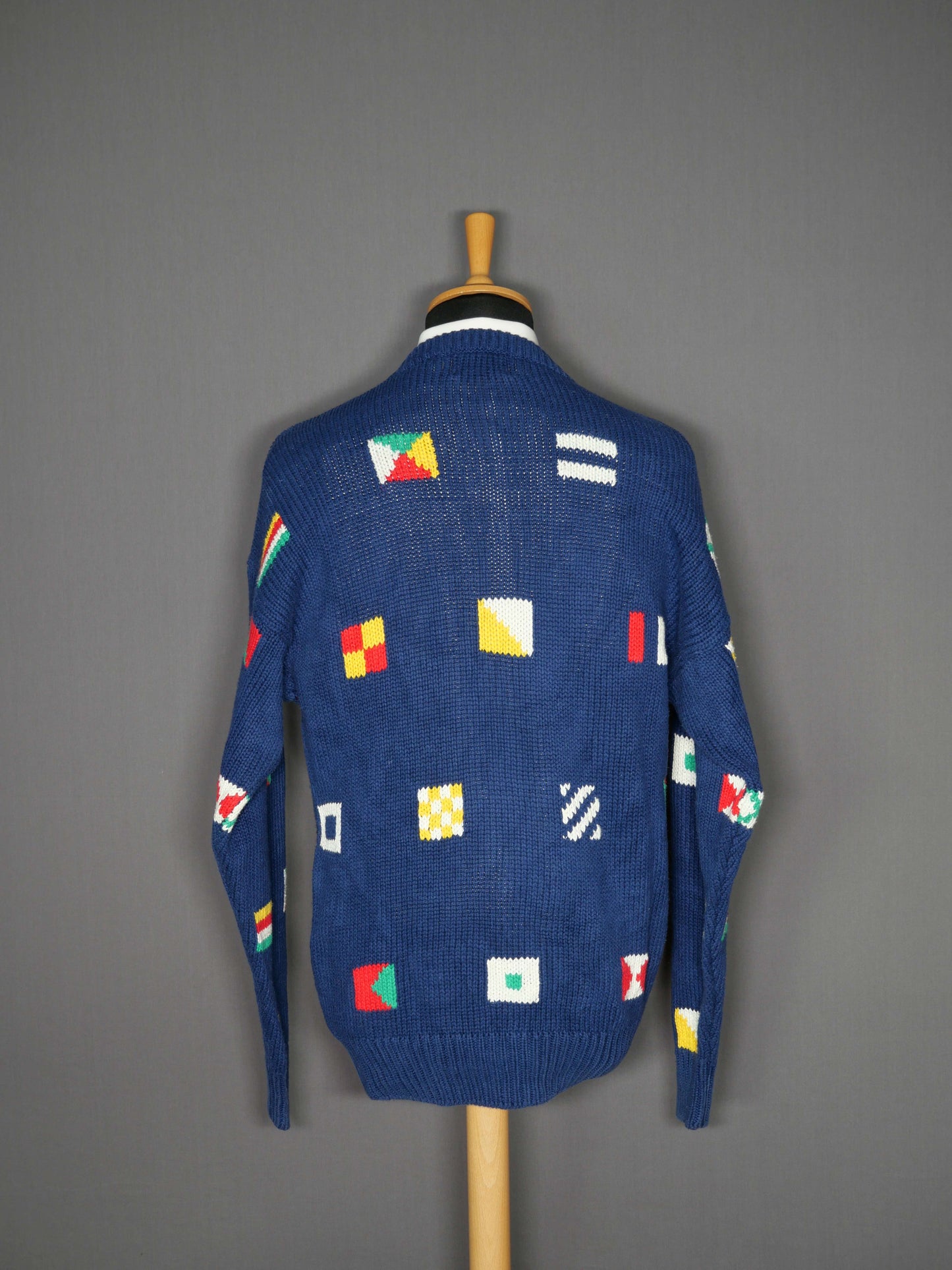 Vintage Fieldgear Pullover blau Muster - L