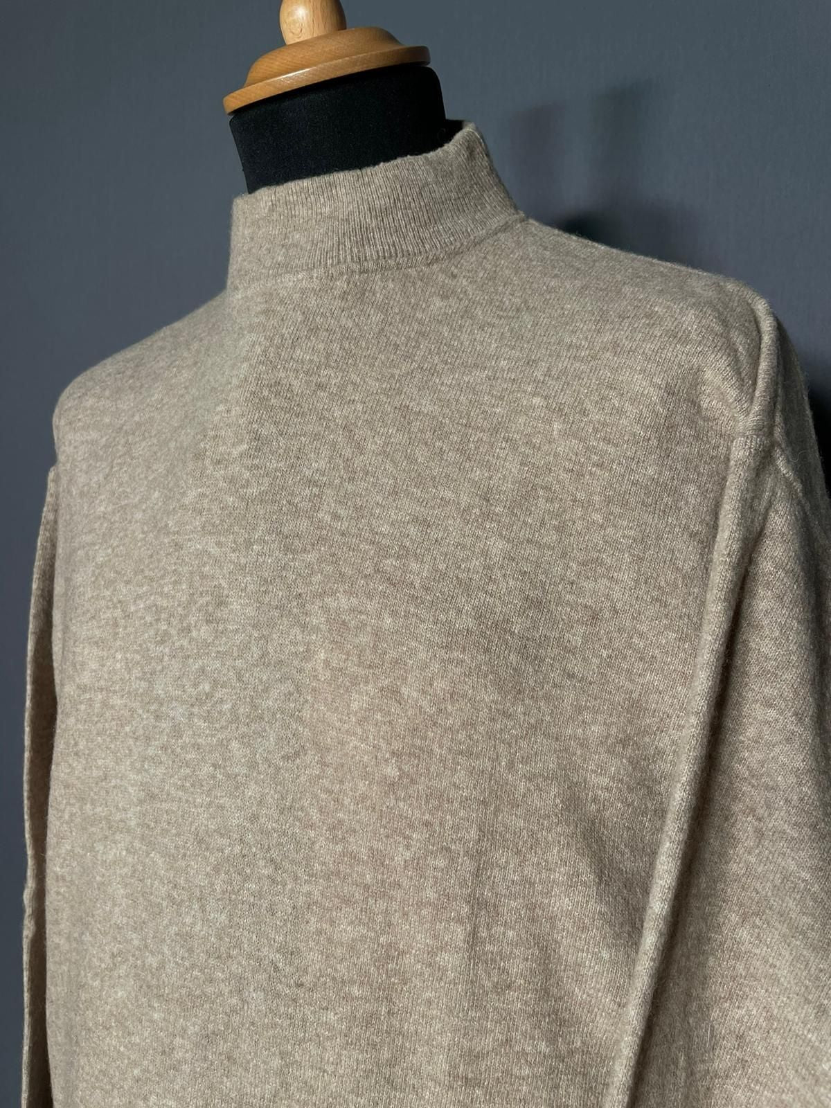 Turtleneck Lammwollpullover beige - L