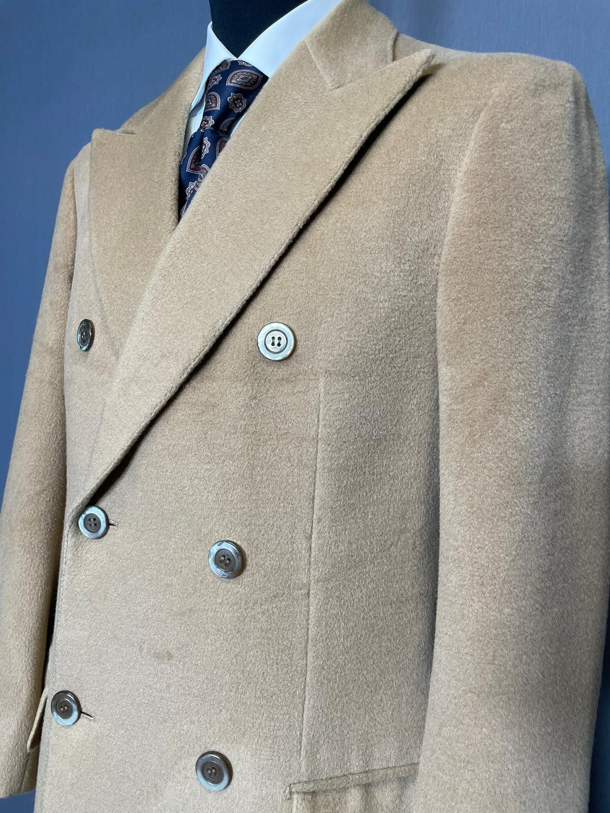 Vintage Langmantel Doppelreiher beige - 46/S