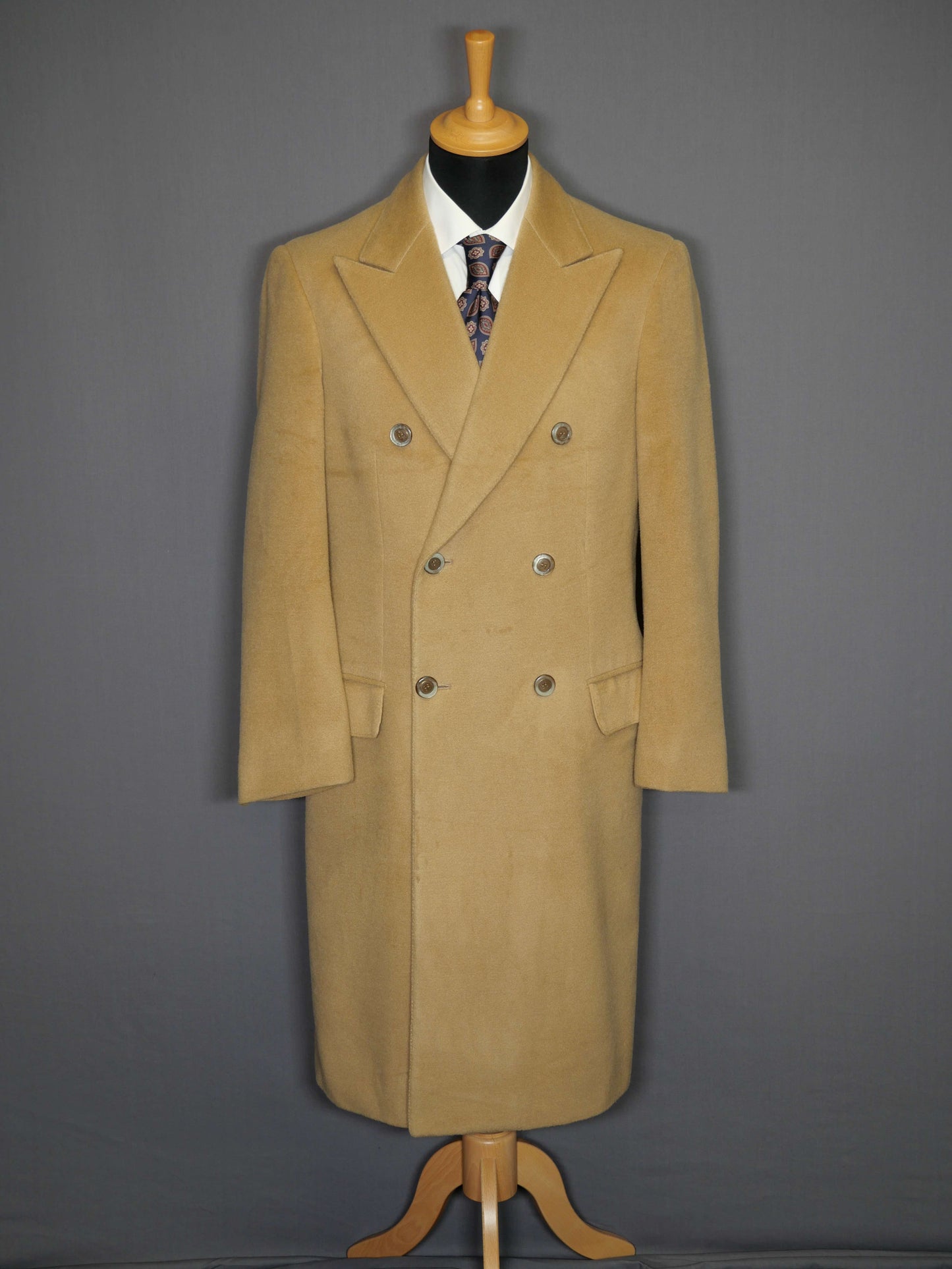 Vintage Langmantel Doppelreiher beige - 46/S