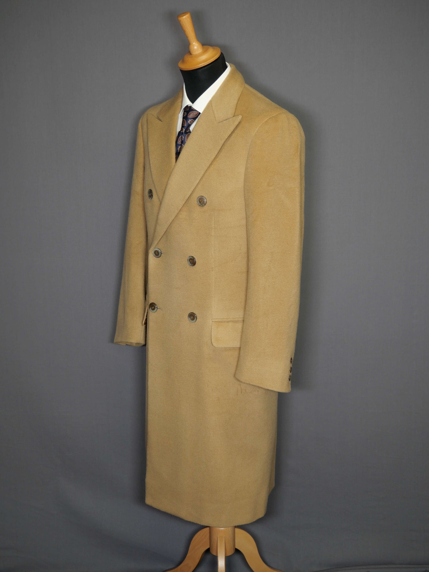 Vintage Langmantel Doppelreiher beige - 46/S