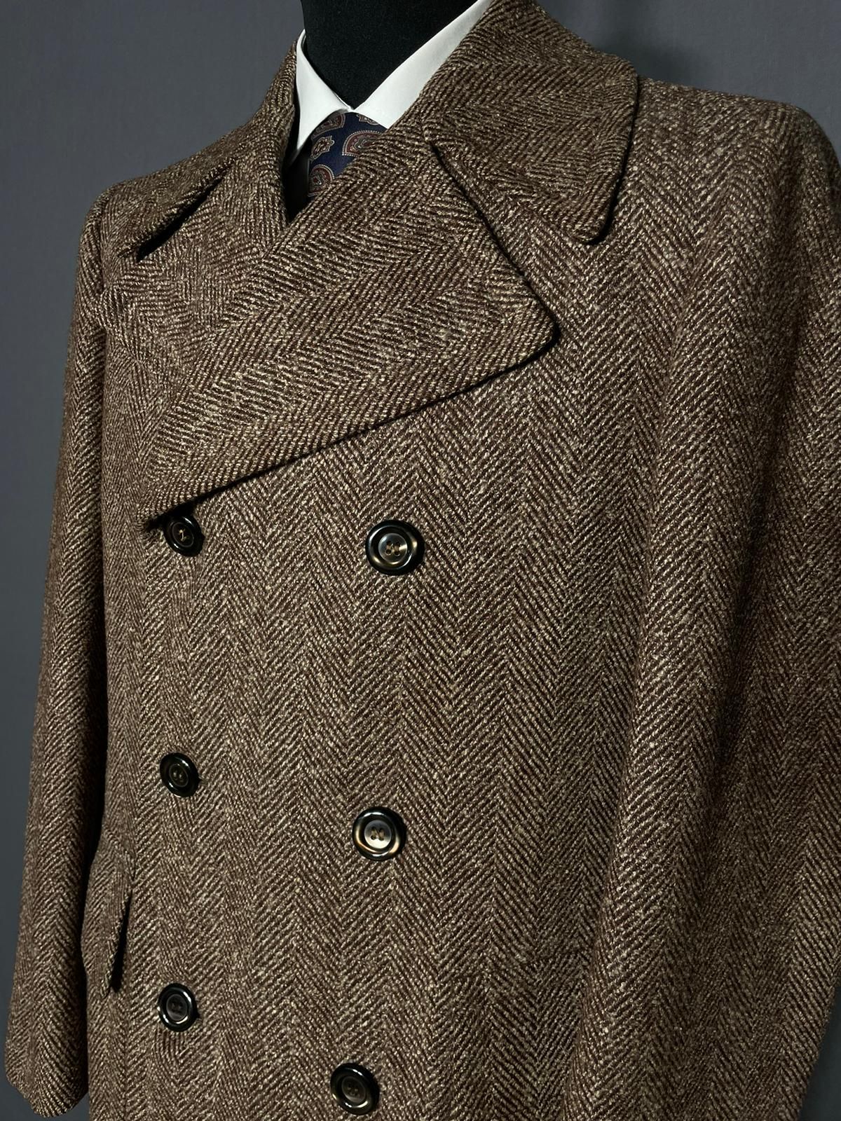 Vintage Peacoat braun Herringbone - 46/S