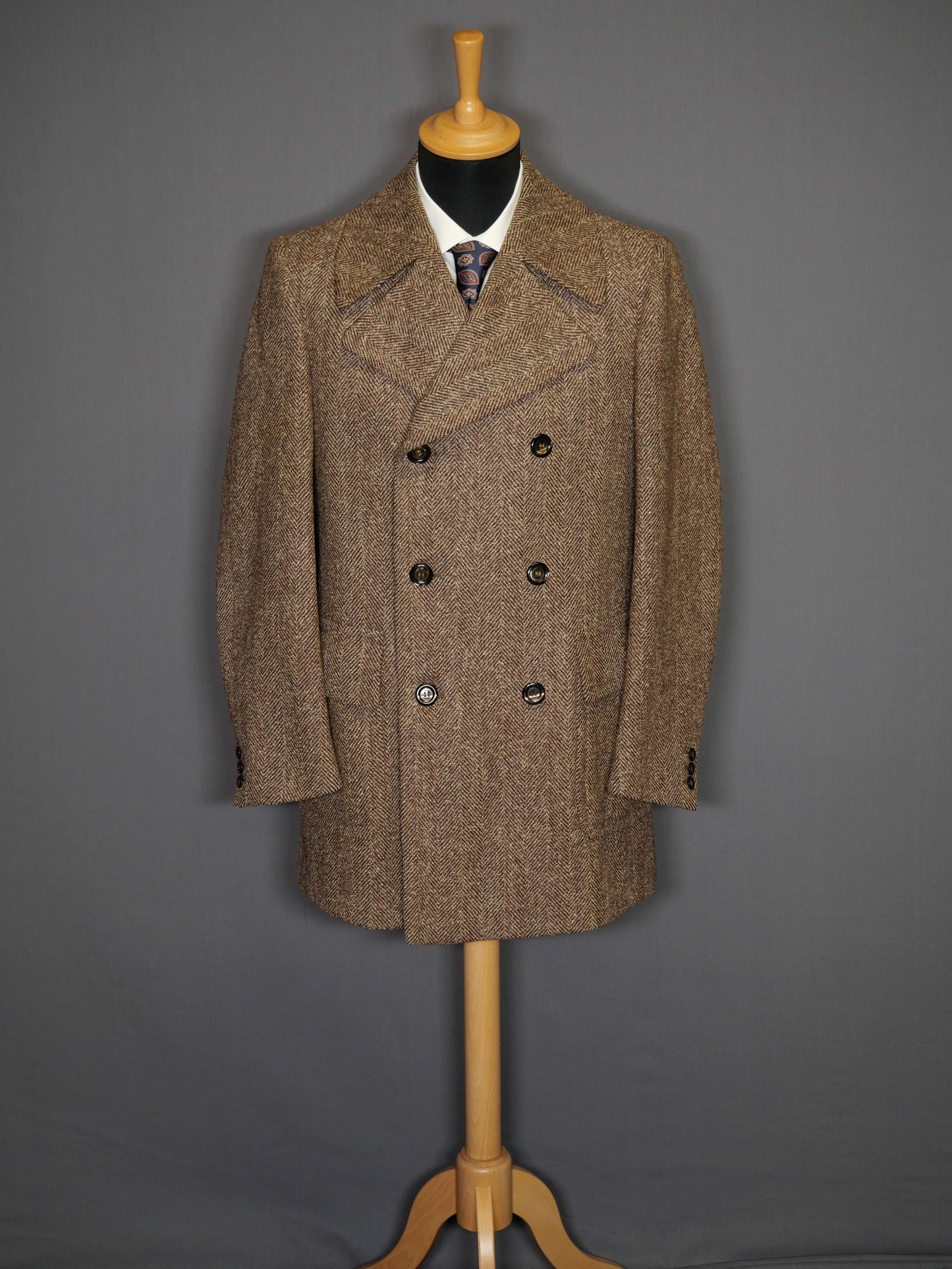 Vintage Peacoat braun Herringbone - 46/S