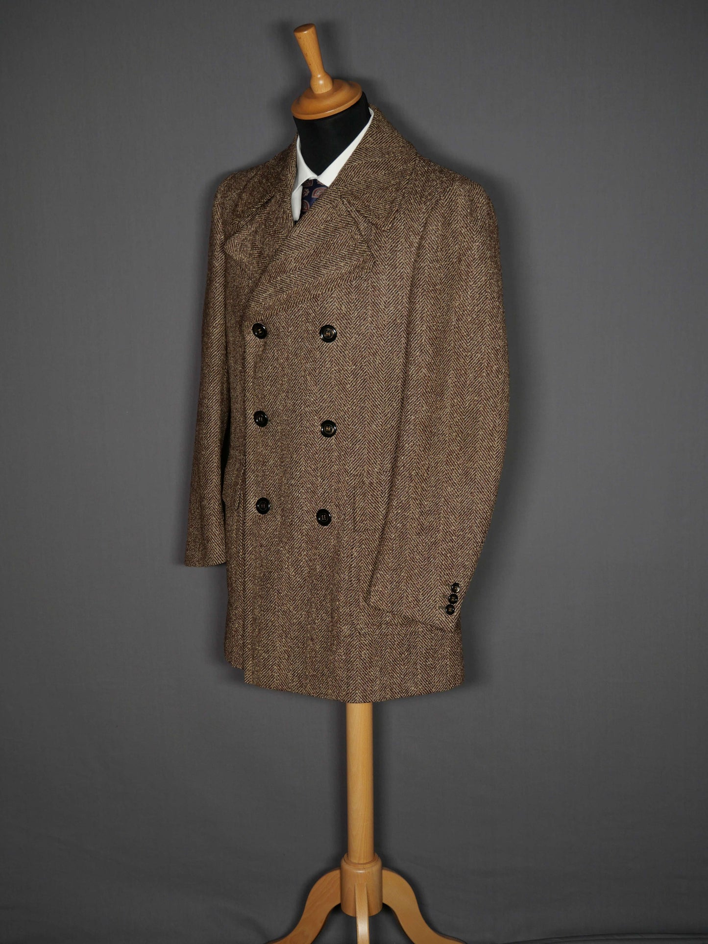 Vintage Peacoat braun Herringbone - 46/S