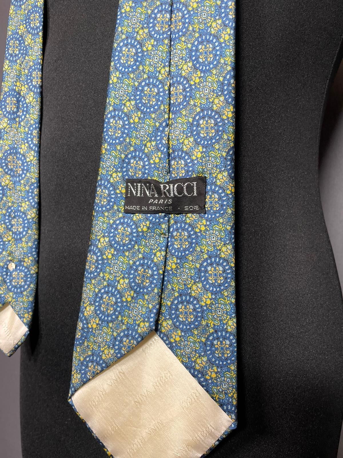 Vintage Nina Ricci Seidenkrawatte blau