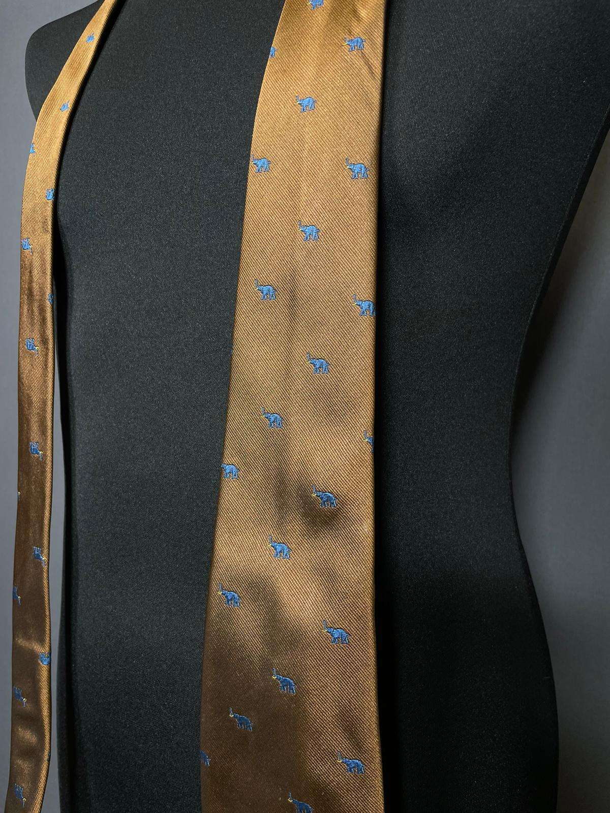 Seidenkrawatte braun Elefant