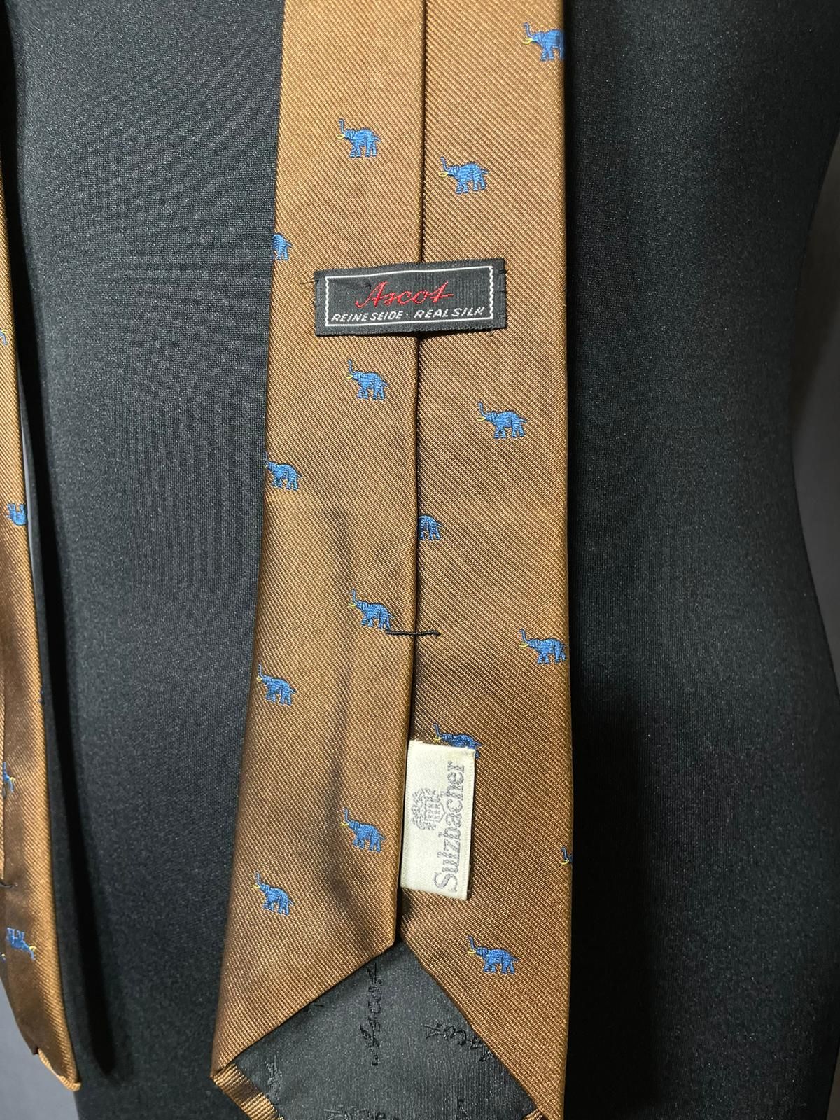 Seidenkrawatte braun Elefant