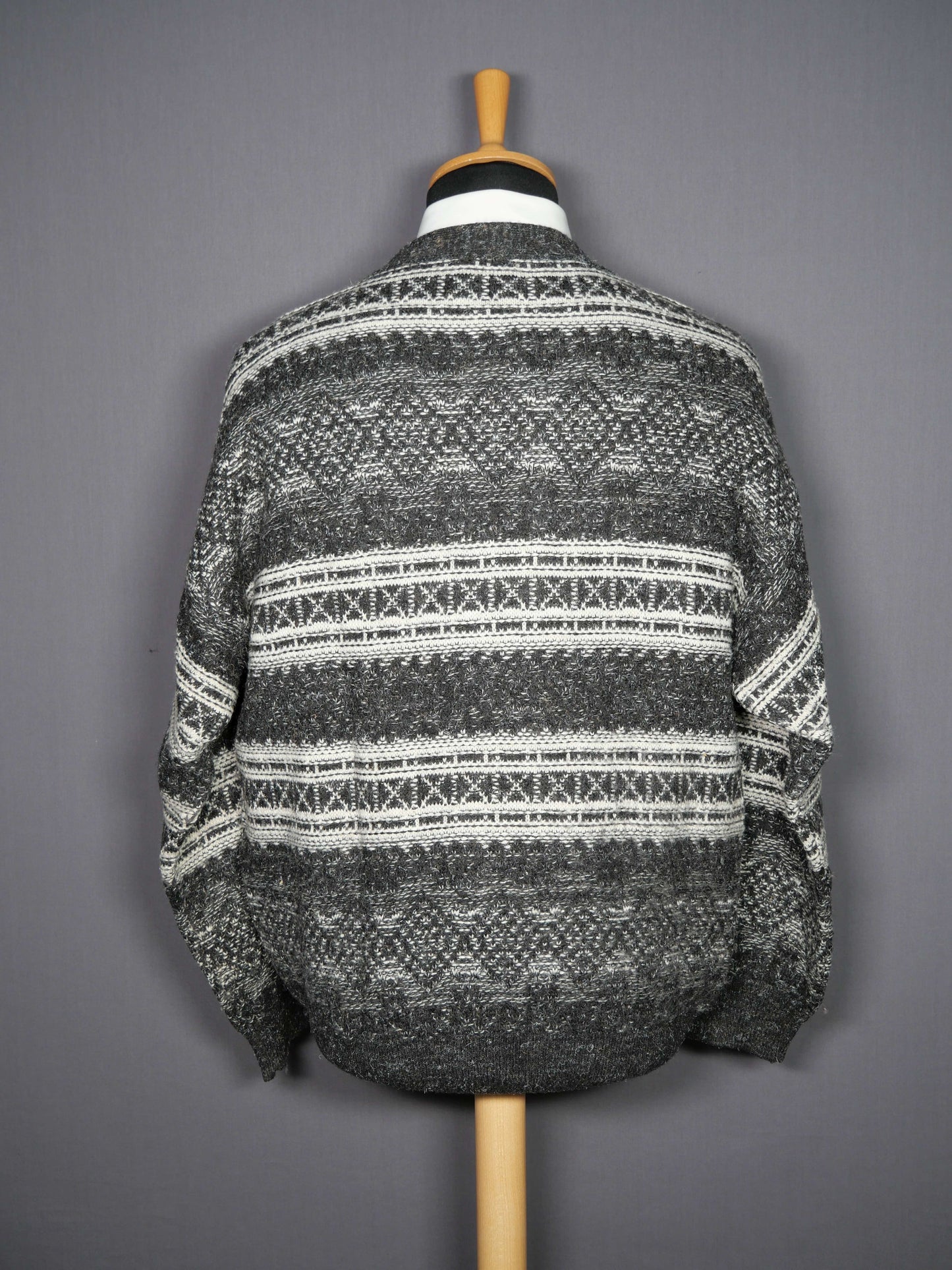 Vintage Cardigan Muster schwarz-weiss - M