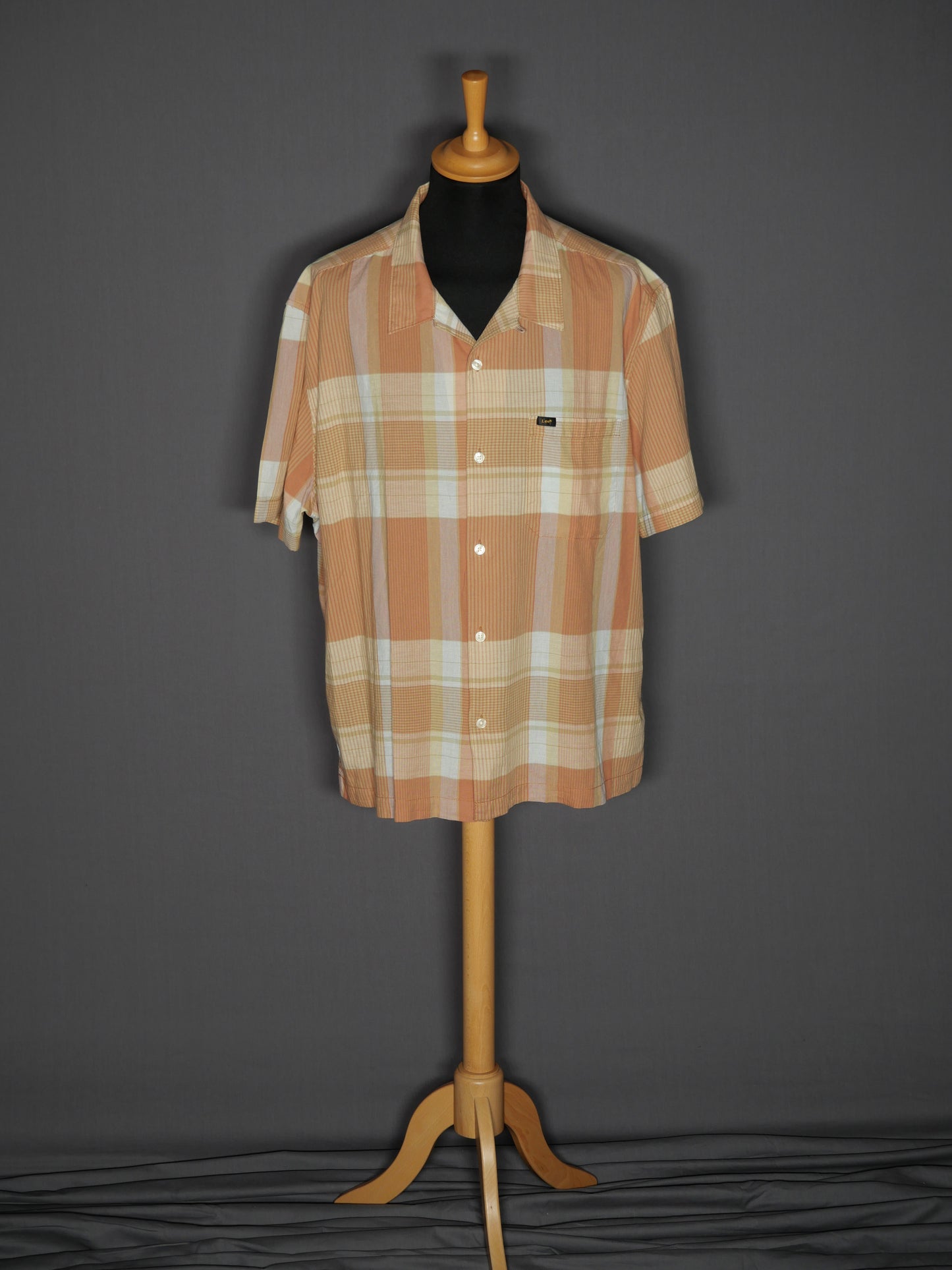 Lee Kurzarmhemd weiss-orange kariert - XXL