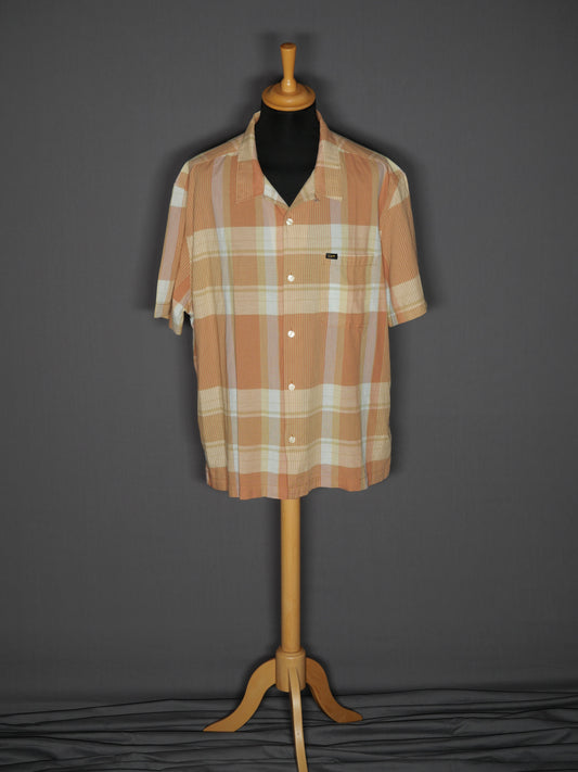 Lee Kurzarmhemd weiss-orange kariert - XXL