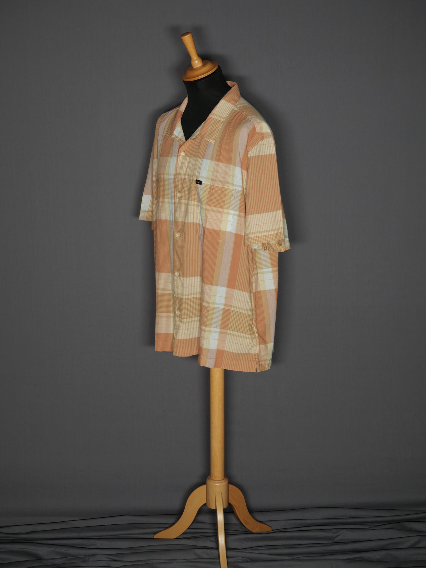 Lee Kurzarmhemd weiss-orange kariert - XXL